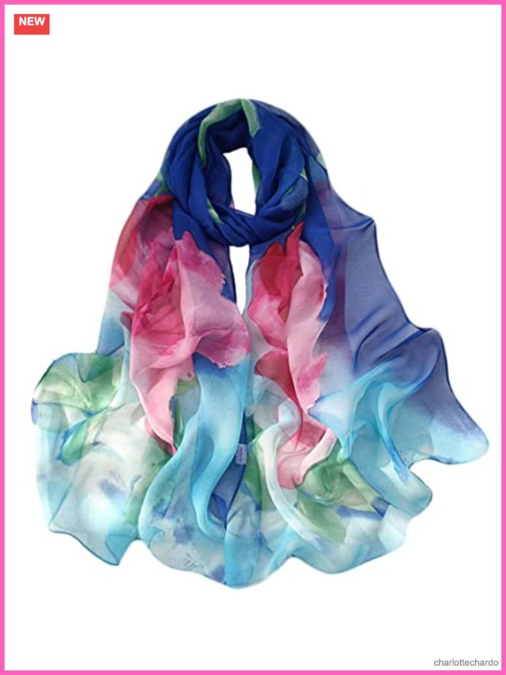 Floral Lightweight Polyester Sheer Scarf 63x19.68 in Beach Shawl